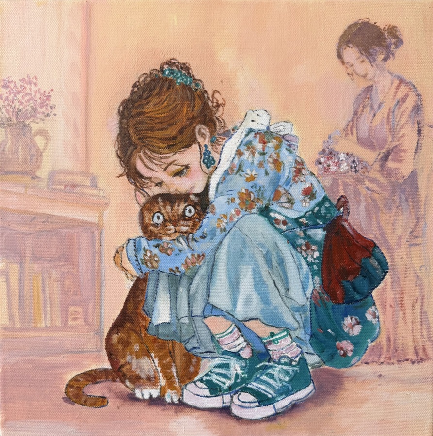Girl Hugging Her Cat